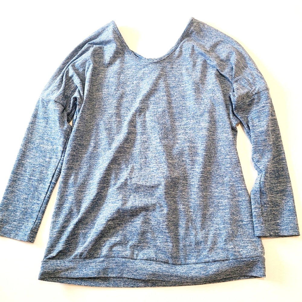 Blue Space Dyed Drape Back Athletic Top EUC